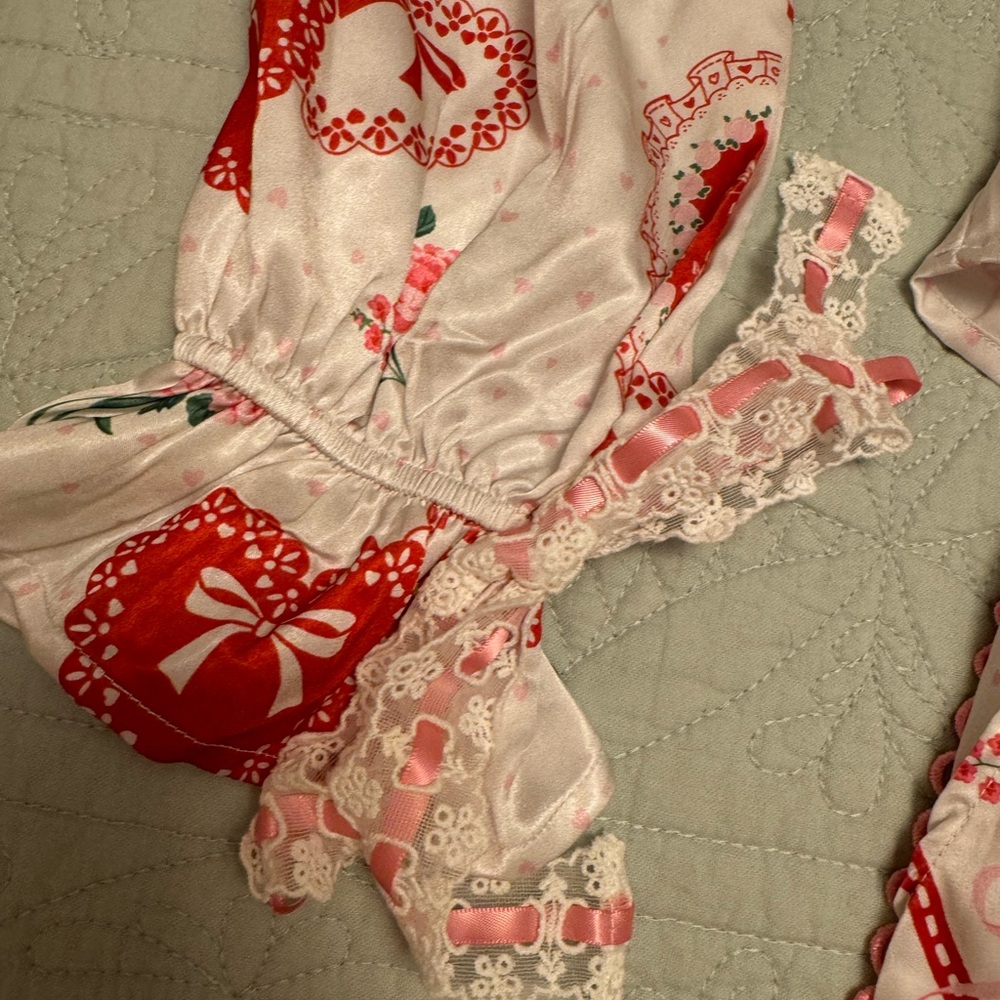 Peach Love California Red and White Heart Pajama Set - Picture 3 of 5